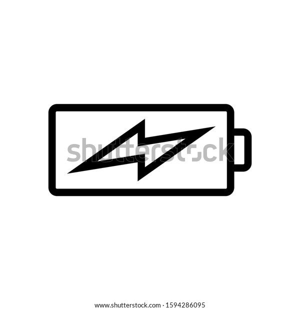Charging Battery Icon. Battery icon in linear\
style on white\
background