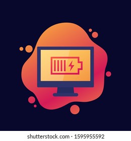 charging battery icon on computer screen, vector design