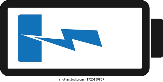 Charging battery icon, power icon, charge icon (blue version)  