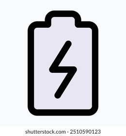 Ladebatterie-Symbol, Batterie-Vektorsymbol, Akku-Ladeakku-Vektorsymbol, Batterieenergie-Vektorsymbol, Benutzeroberfläche, Benutzerfreundlichkeit, isoliertes lineares Farbvektorsymbol.