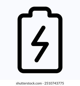 Charging Battery Icon, Battery Vector Icon, Accumulator Charge Battery Vector Sign Design, Battery Energy Vector Icon, User Interface, User Experience, Isolated Lineal Vector Icon.