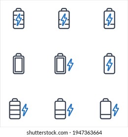 Charging battery icons set vector graphic illustration