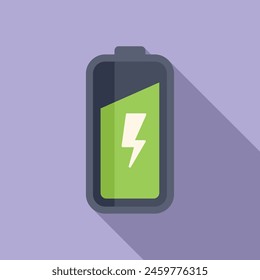 Charging battery level up icon flat vector. Power electric. Voltage load