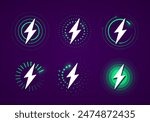 Charging Battery Lightning Icon Set