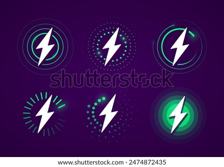 Charging Battery Lightning Icon Set