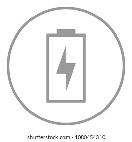 Charging battery with lightning. Vector icon.