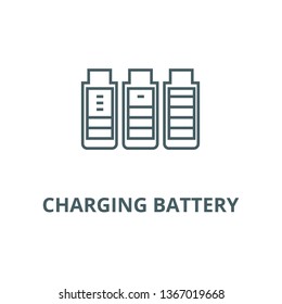 Charging battery line icon, vector. Charging battery outline sign, concept symbol, flat illustration