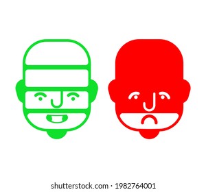 Charging battery man. Face Man high and low battery. 