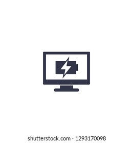 charging battery on computer screen icon