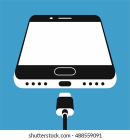 Charging battery on smartphone vector illustration
