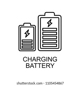 charging battery outline icon. Element of enviroment protection icon with name for mobile concept and web apps. Thin line charging battery icon can be used for web and mobile on white background