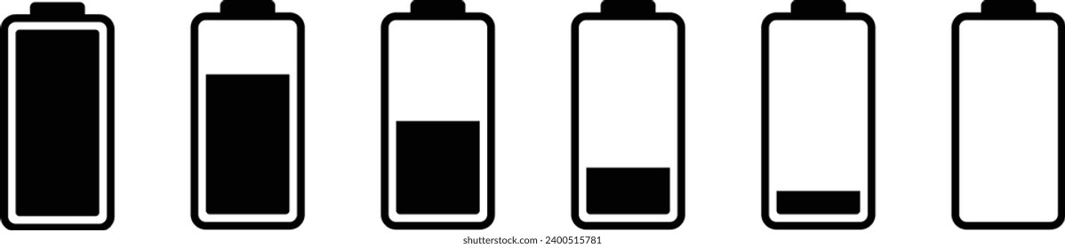 Juego de iconos sencillo de carga de la batería