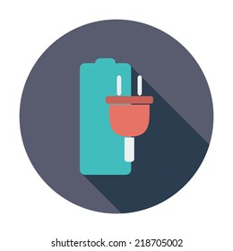 Charging the battery. Single flat color icon. Vector illustration.