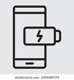 Charging battery smartphone line icon, use for website mobile app presentation