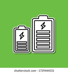 Charging battery sticker icon. Simple thin line, outline vector of ecology icons for ui and ux, website or mobile application