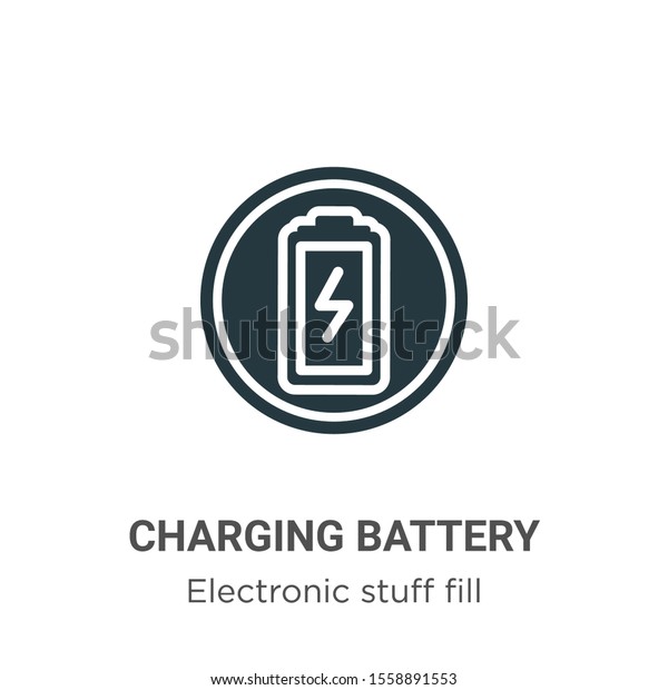 Charging battery vector icon on white background.\
Flat vector charging battery icon symbol sign from modern\
electronic stuff fill collection for mobile concept and web apps\
design.