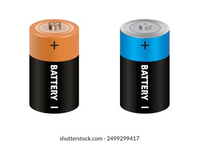 Charging battery Vector illustration. Remote battery set.  Battery vector, icon, symbol. Lithium batteries vector. Set of Energy supply equipment. Vector illustration.