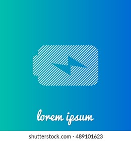 Charging Battery White stroke fill with blue & green gradient background Icon / Logo Design
