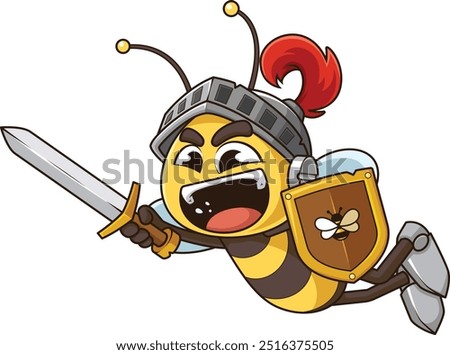 Charging bee warrior in armor vector illustration