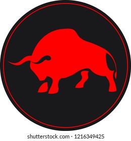 Charging bull mascot logo icon wild ox