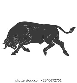 charging bull silhouette icon animal vector 