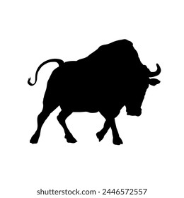 charging bull, bull silhouette - vector illustration	