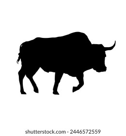 charging bull, bull silhouette - vector illustration	