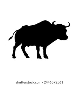 charging bull, bull silhouette - vector illustration	