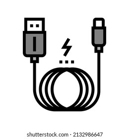 charging cable color icon vector. charging cable sign. isolated symbol illustration