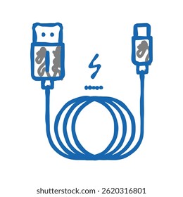 charging cable doodle icon sketch vector. charging cable sign. isolated symbol illustration