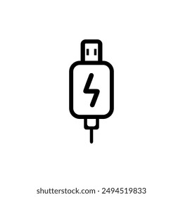 Charging cable icon. Black Charging cable icon on white background. Vector illustration
