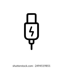 Charging cable icon. Black Charging cable icon on white background. Vector illustration