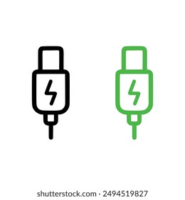 Charging cable icon on white background. Vector illustration in trendy flat style