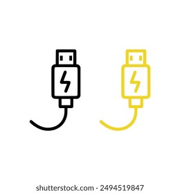 Charging cable icon on white background. Vector illustration in trendy flat style