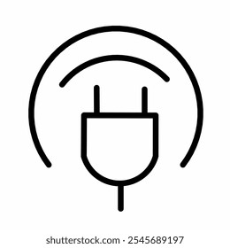 Icono de cable de carga, Icono de diseño de contorno de cable de carga.