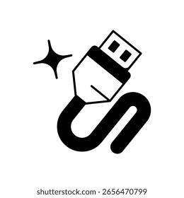 Icono de cable de carga con fondo blanco Vector Ilustración de stock