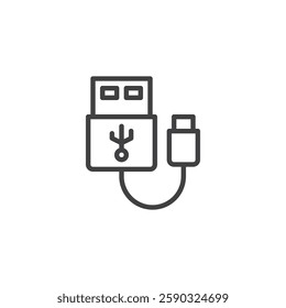 Charging Cable line icon. linear style sign for mobile concept and web design. USB cable with a plug outline vector icon. Symbol, logo illustration. Vector graphics