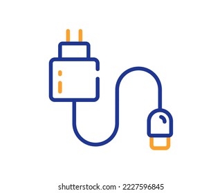 Charging cable line icon. Mobile accessories sign. Charge adapter symbol. Colorful thin line outline concept. Linear style charging cable icon. Editable stroke. Vector