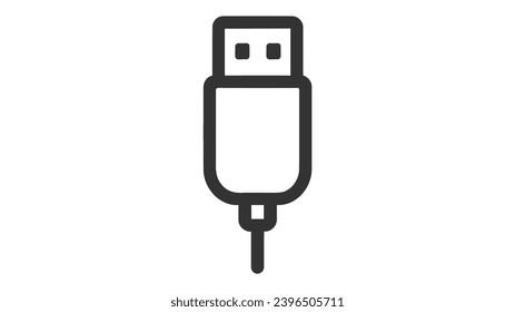 Icono de línea de cable de carga. Señal de accesorios móviles. Símbolo del adaptador de carga. Concepto colorido del contorno de línea delgada. Icono de cable de carga de estilo lineal. Trazo editable.