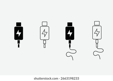 charging cable symbol icon in vector