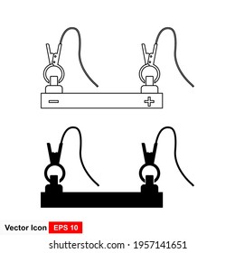 Charging car battery by jumper. Simple illustration of jumper wire icon for web. 
