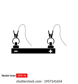 Charging car battery by jumper. Simple illustration of jumper wire icon for web.  svg