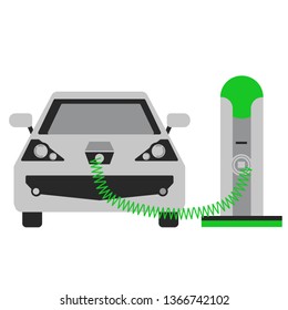 Charging car flat illustration