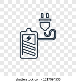 Charging concept vector linear icon isolated on transparent background, Charging concept transparency concept in outline style