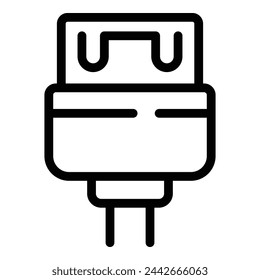 Umrissvektor des Ladekonnektorsymbols. Netzteilzubehör. USB-Ladekabel