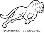 Charging Cougar Isolated Coloring Illustration