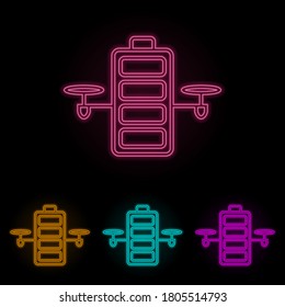 charging a drone color neon set. Simple thin line, outline vector of drones icons for ui and ux, website or mobile application