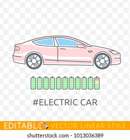 Charging electric car. Editable line icon. Stock vector illustration.