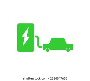 Charging for electric car sign. Green eco energy symbol.