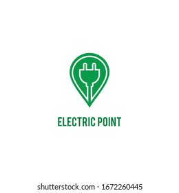 Charging electric point pin icon on white background logo design